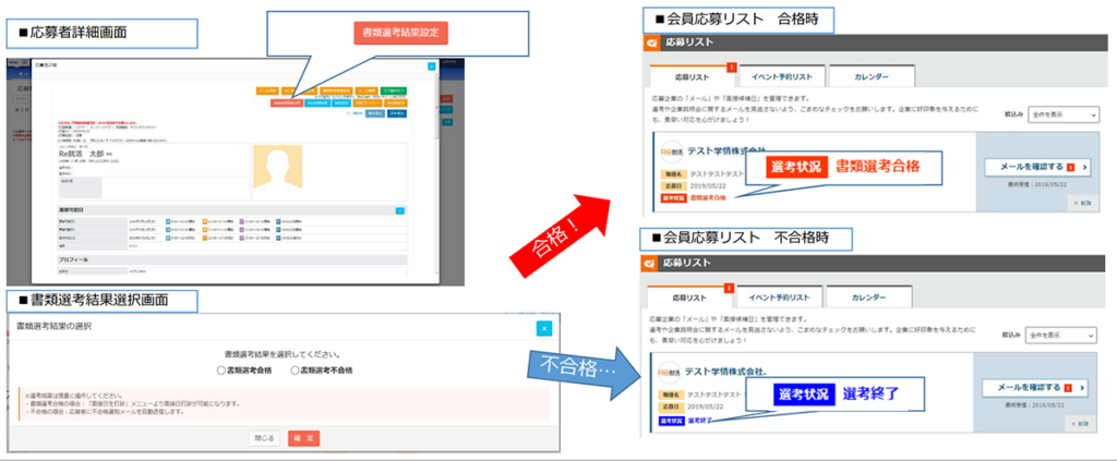 書類選考結果通知